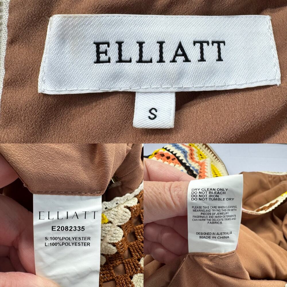Elliatt Labassa Dress Mini Crochet Puff Sleeve Wedding Guest Vacay Party Size 4 - Picture 11 of 16
